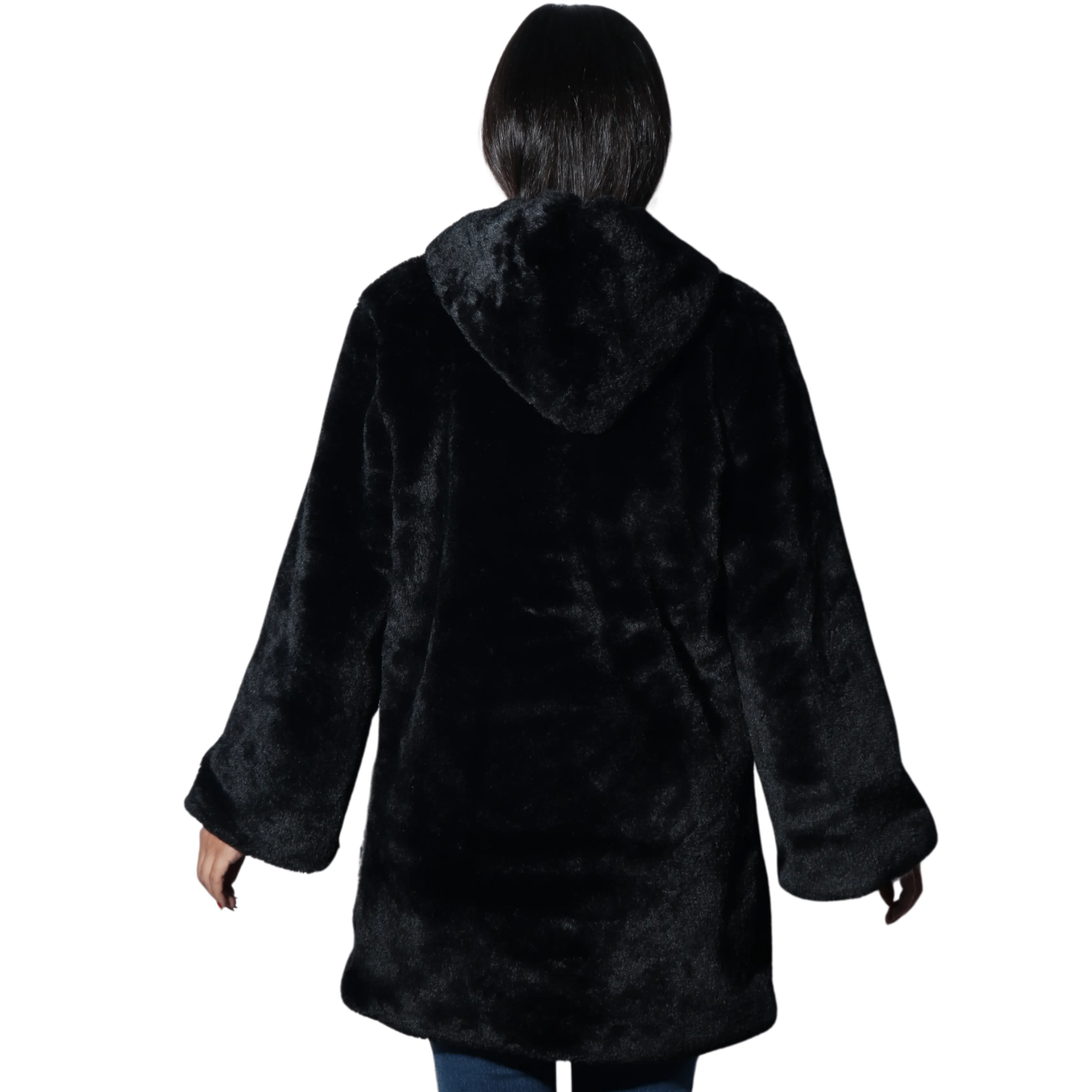 ART LOVE - Hooded faux fur jacket