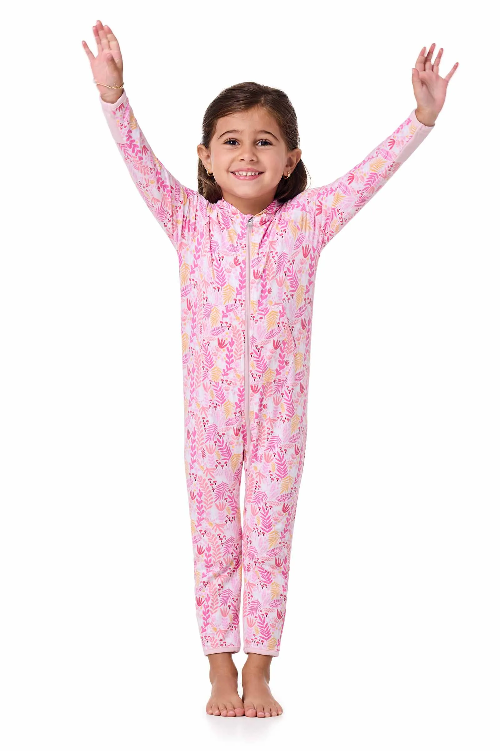 Baby LumaLeo 360 Coverage Bodysuit | Soft Pink Blooming Forest
