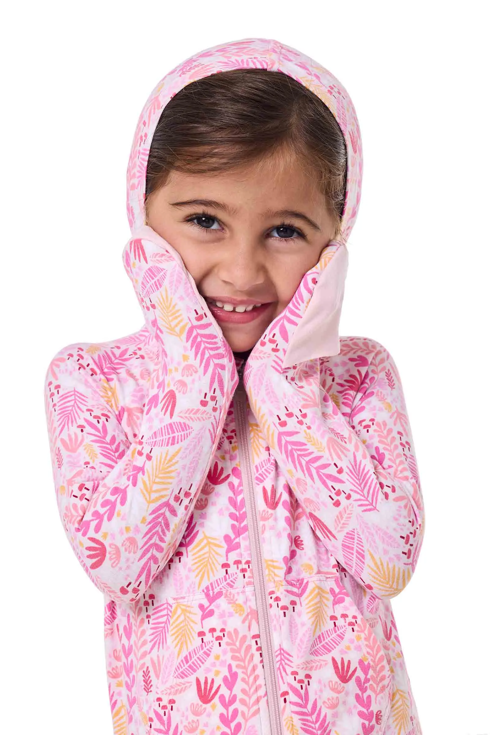 Baby LumaLeo 360 Coverage Bodysuit | Soft Pink Blooming Forest