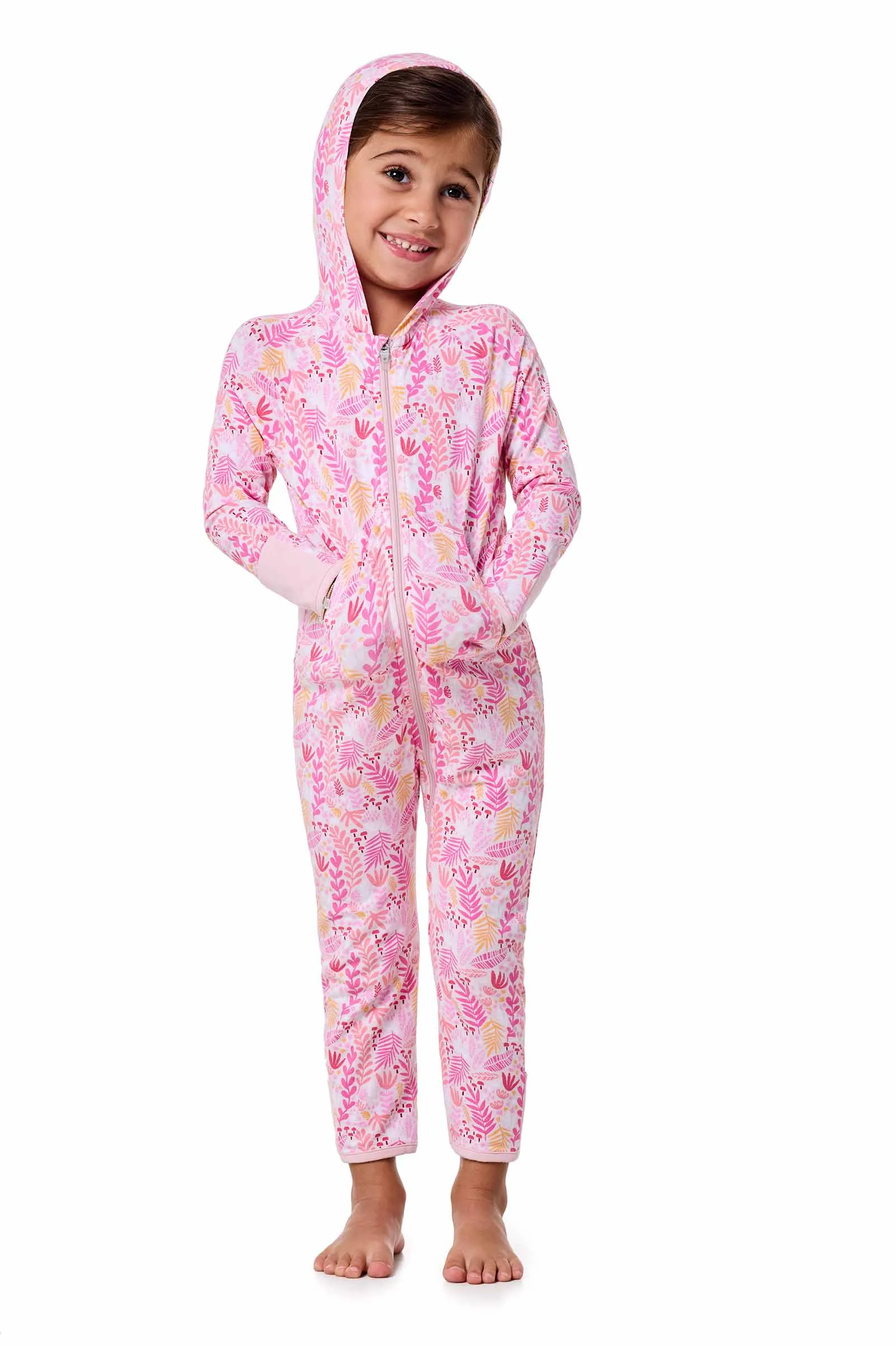 Baby LumaLeo 360 Coverage Bodysuit | Soft Pink Blooming Forest