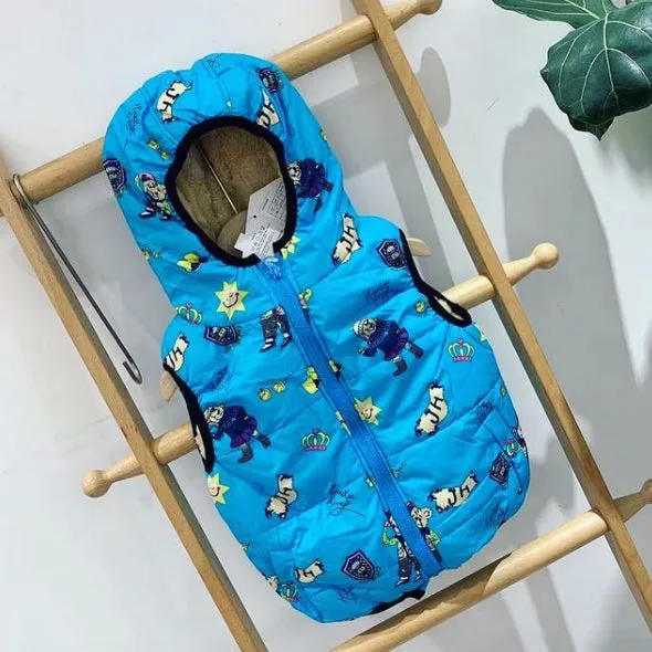 BB - Kids 'Blue' Printed Sleeveless Zippered Jacket BB238