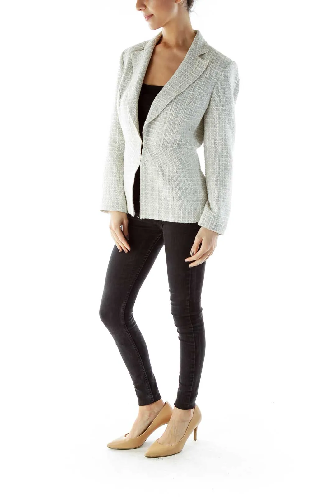 Beige Blue Blazer