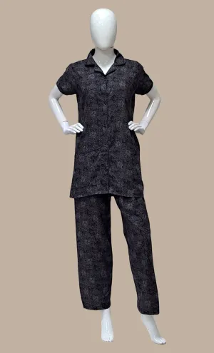 Black Printed Cotton Leisure Set