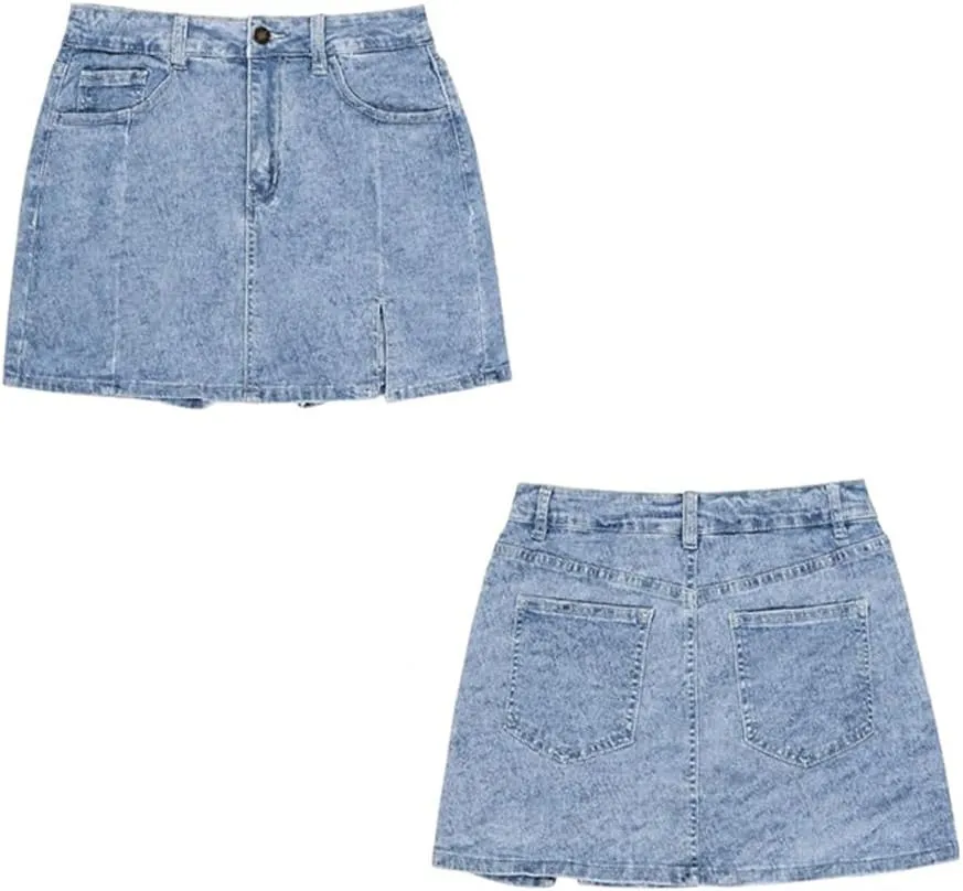 BloomySkorts Jean Skorts Woman High Waisted Casual Stretchy Denim Skirt Denim Jean Mini Shorts Slit Skirts 2025 New