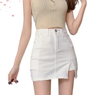 BloomySkorts Jean Skorts Woman High Waisted Casual Stretchy Denim Skirt Denim Jean Mini Shorts Slit Skirts 2025 New