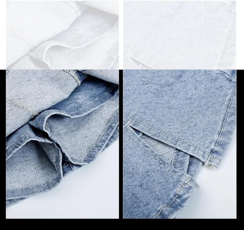BloomySkorts Jean Skorts Woman High Waisted Casual Stretchy Denim Skirt Denim Jean Mini Shorts Slit Skirts 2025 New