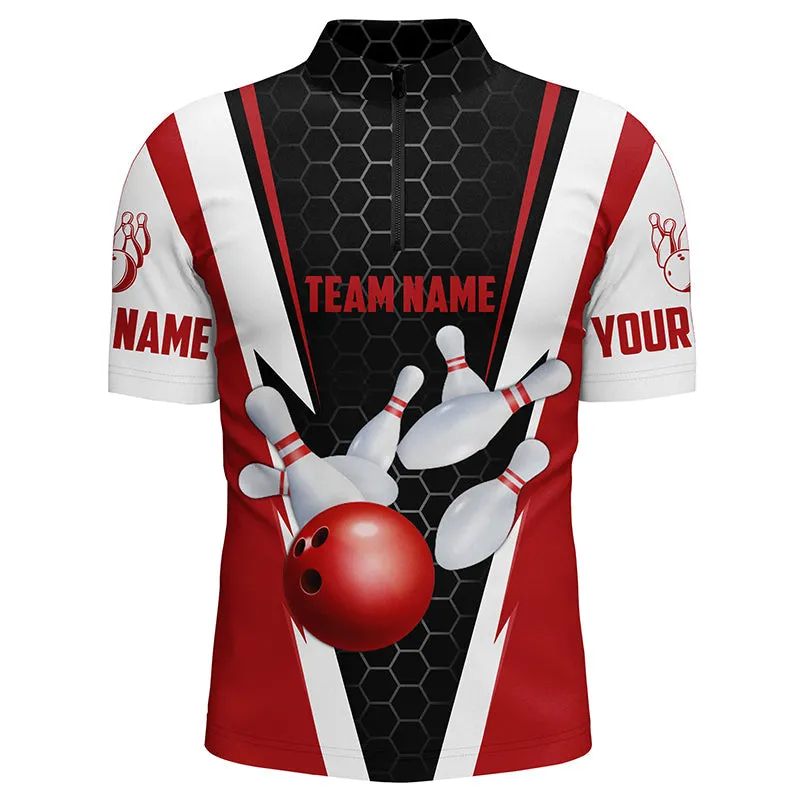 Bowling Shirts For Men Custom Name And Team Name Strike Bowling Ball And Pins, Team Bowling Shirts