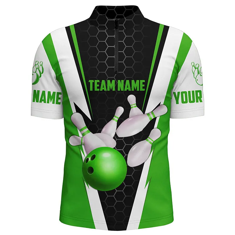 Bowling Shirts For Men Custom Name And Team Name Strike Bowling Ball And Pins, Team Bowling Shirts