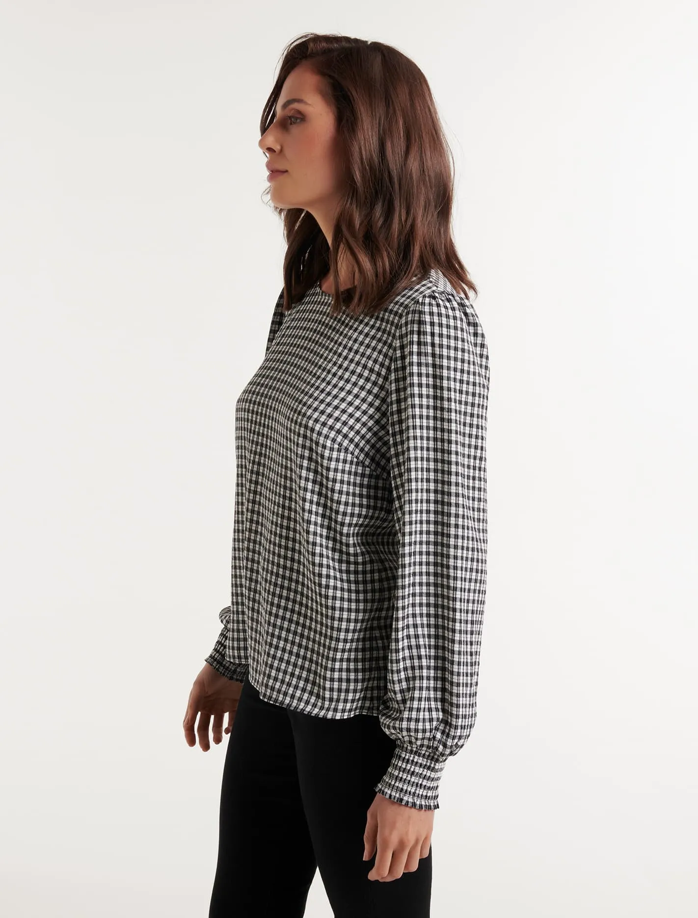 Bronte Check Long Sleeve Top
