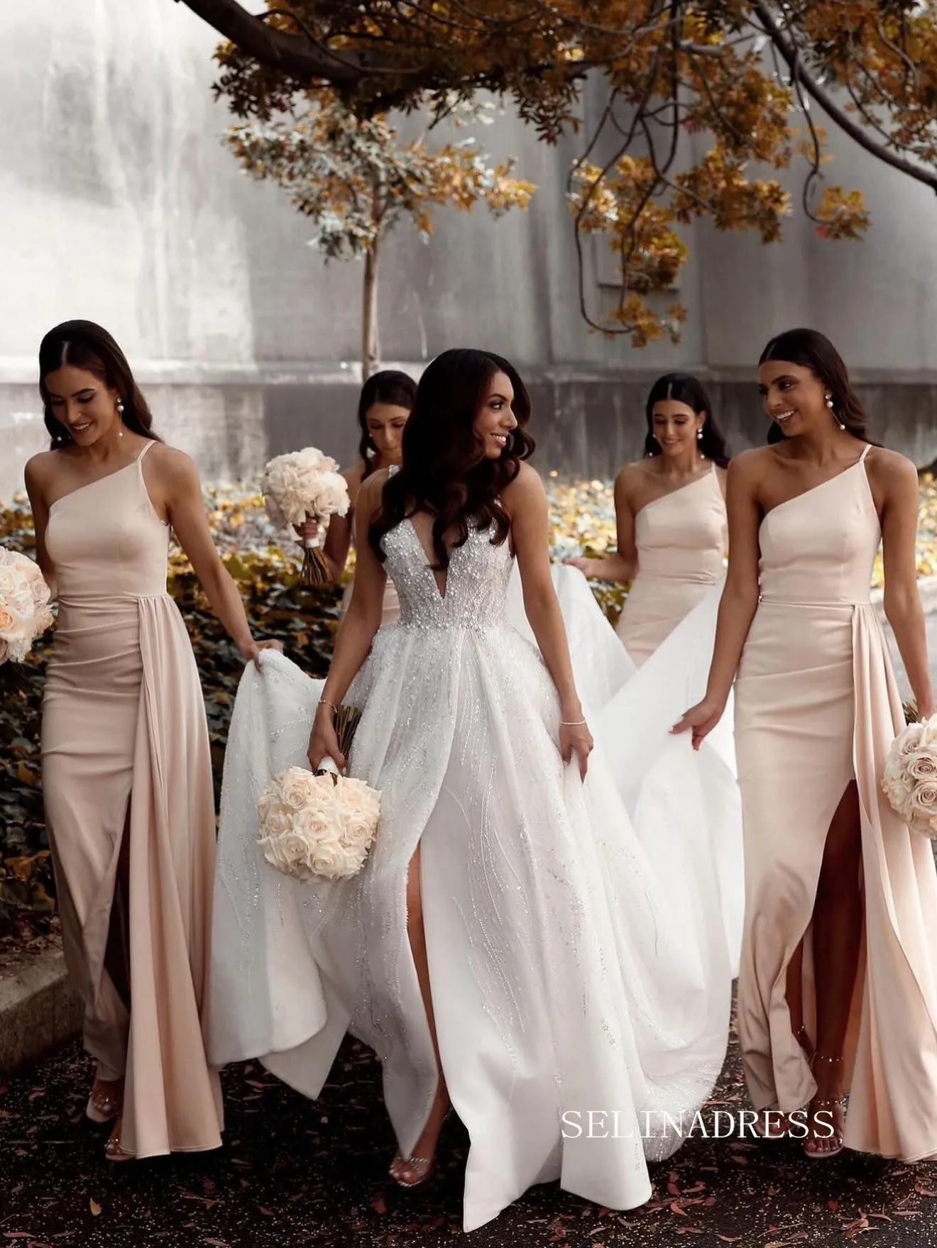 Chic A-line Deep V neck Beaded Country Wedding Dress Rustic White Bridal Dresses lpk132