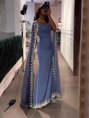 Chic Sheath/Column High Neck Long Evening Dresses Luxury Beaded Evening Gowns sew03374