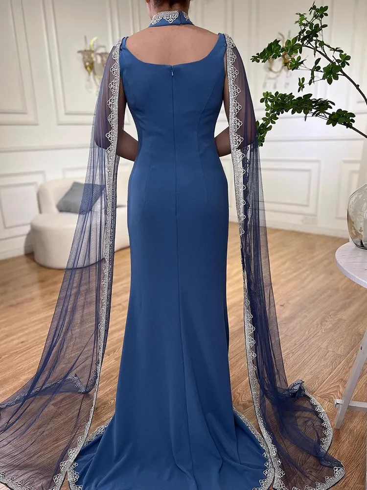 Chic Sheath/Column High Neck Long Evening Dresses Luxury Beaded Evening Gowns sew03374