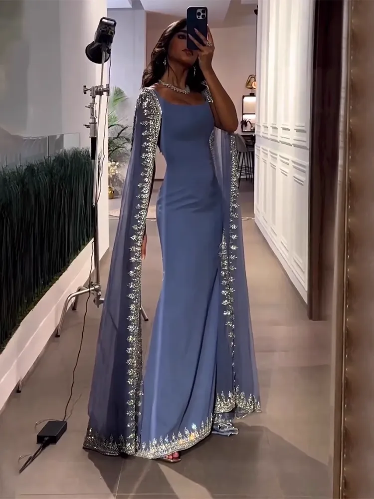 Chic Sheath/Column High Neck Long Evening Dresses Luxury Beaded Evening Gowns sew03374