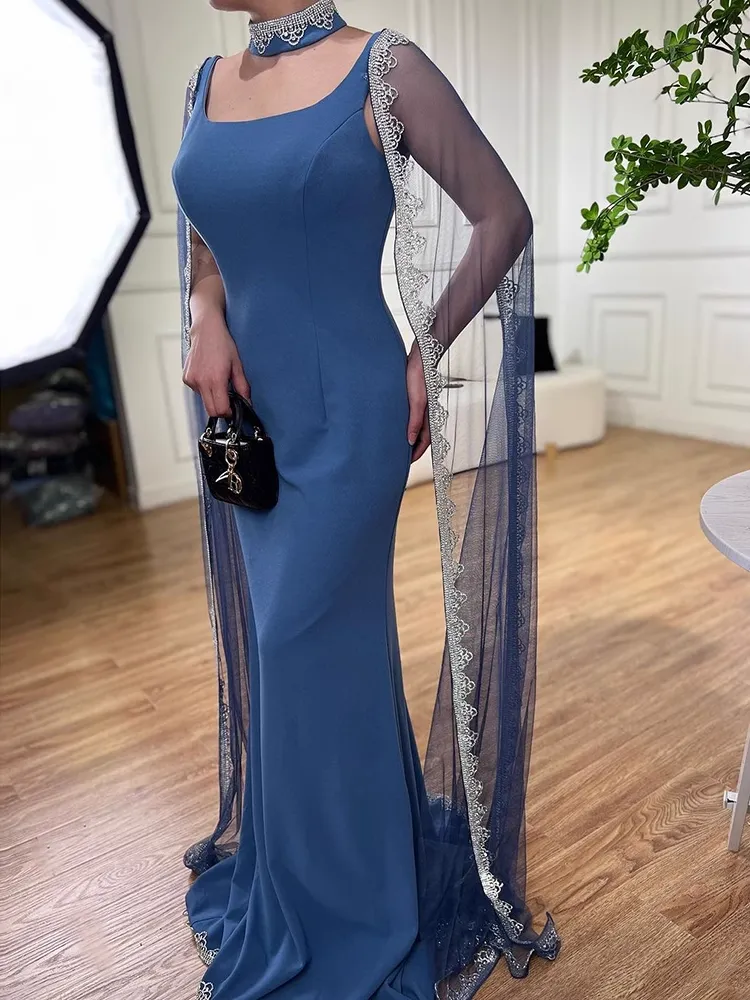 Chic Sheath/Column High Neck Long Evening Dresses Luxury Beaded Evening Gowns sew03374