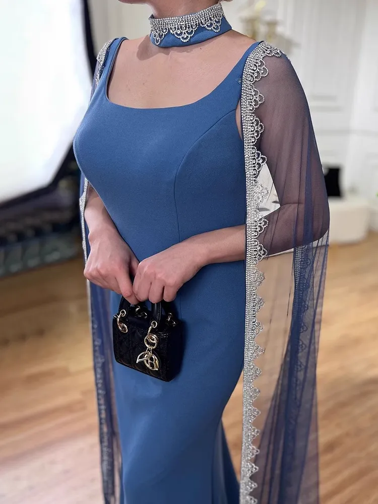 Chic Sheath/Column High Neck Long Evening Dresses Luxury Beaded Evening Gowns sew03374