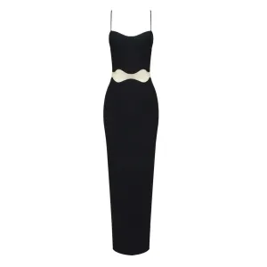 Chic Sweetheart Neck Sheer Mesh Sleeveless High Split Maxi Bandage Evening Dress