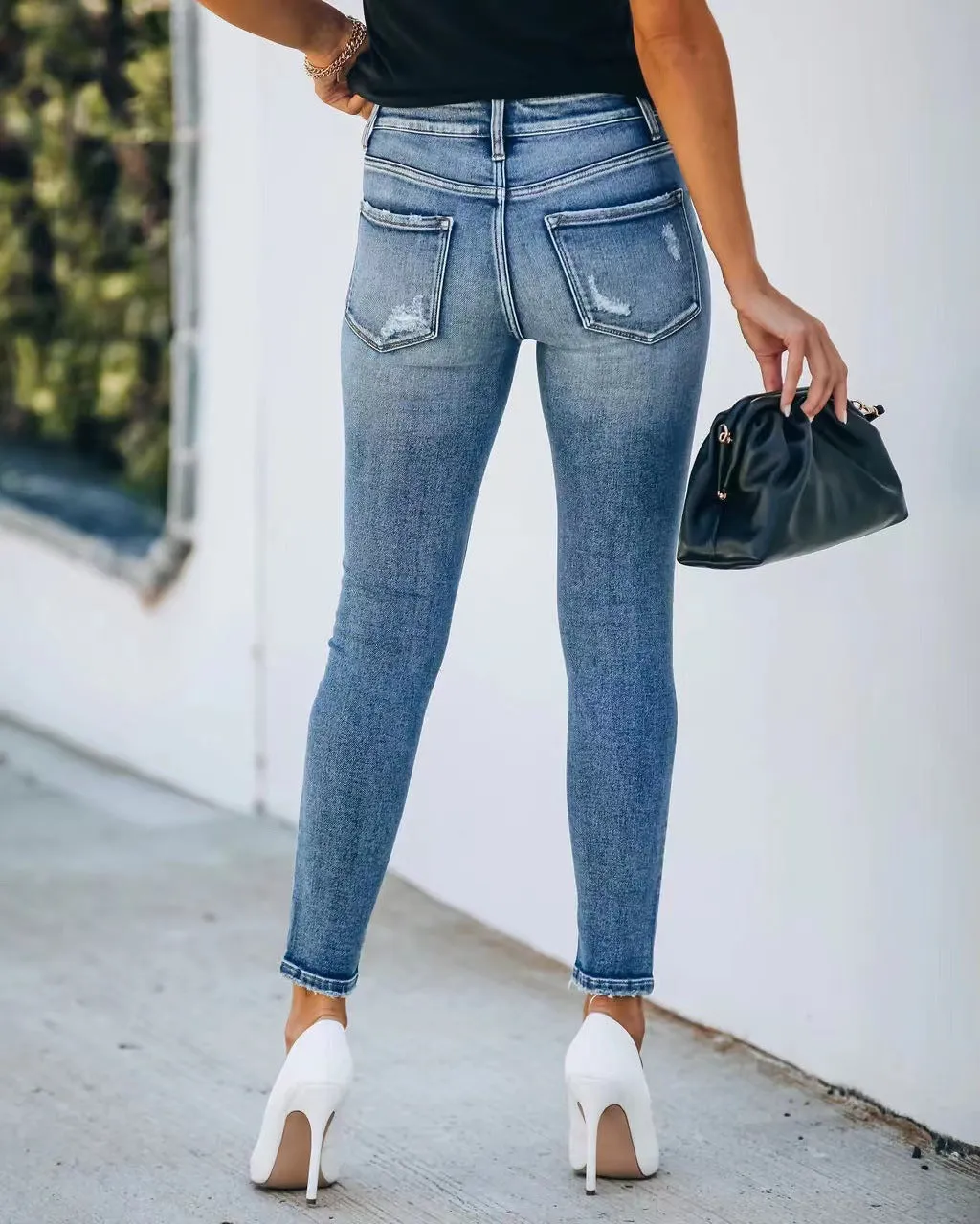 Fashion Stretch Slim-Fit Ripped Denim Pants
