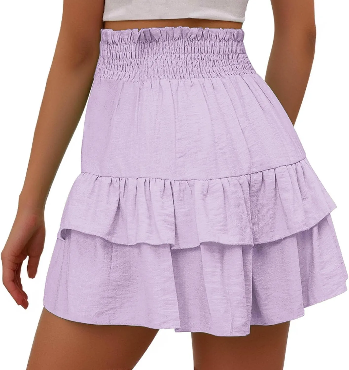 Flowy Shorts for Women Summer Casual High Waisted Ruffles Pleated Tennis Mini Skirt Tummy Control Athletic Golf Skort