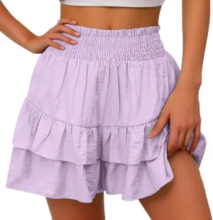 Flowy Shorts for Women Summer Casual High Waisted Ruffles Pleated Tennis Mini Skirt Tummy Control Athletic Golf Skort