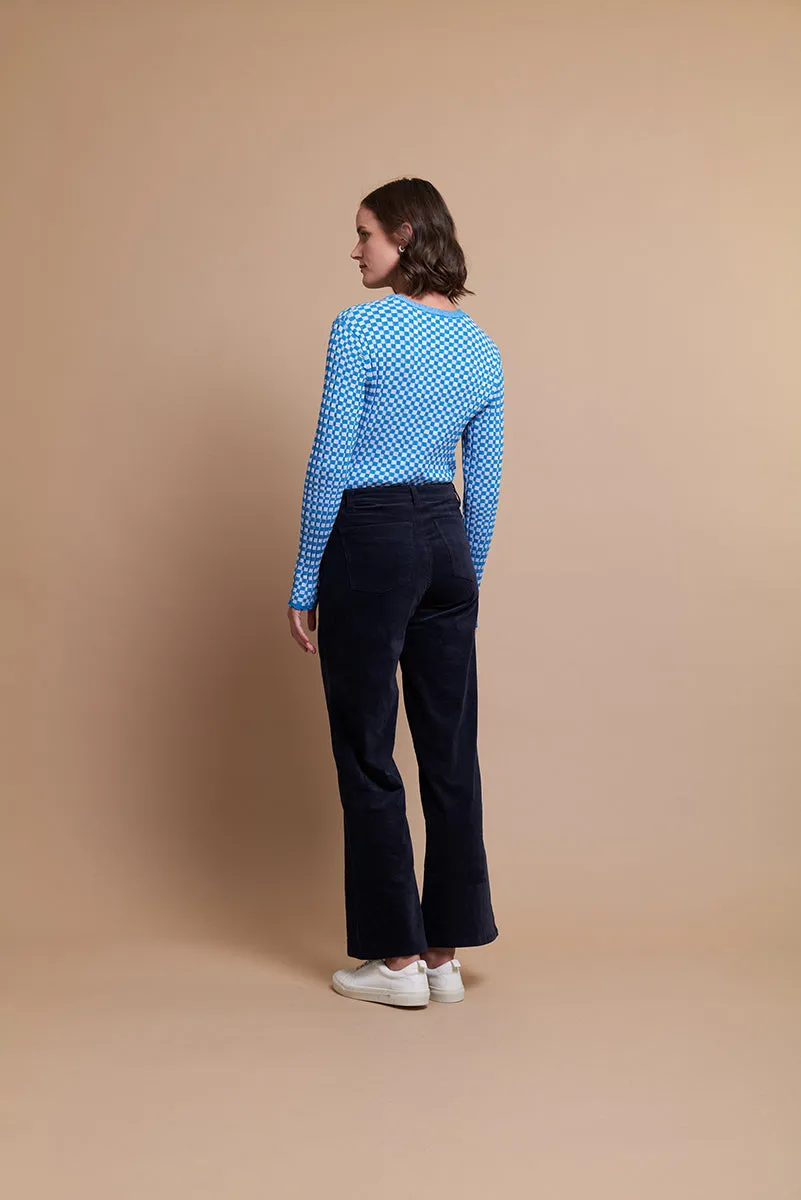 Foil Wide Leg Trousers in Midnight Velvet Cord TP13954