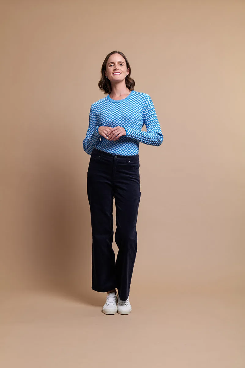 Foil Wide Leg Trousers in Midnight Velvet Cord TP13954