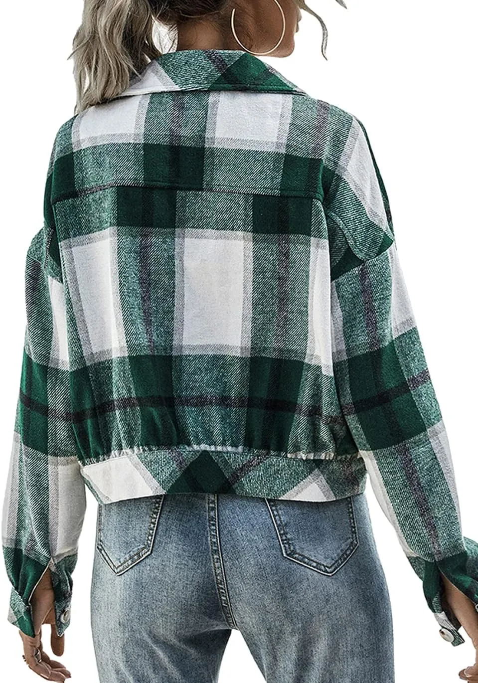 Haellun Womens Wool Blend Plaid Flannel Button Down Shirts Jacket Shacket Coats