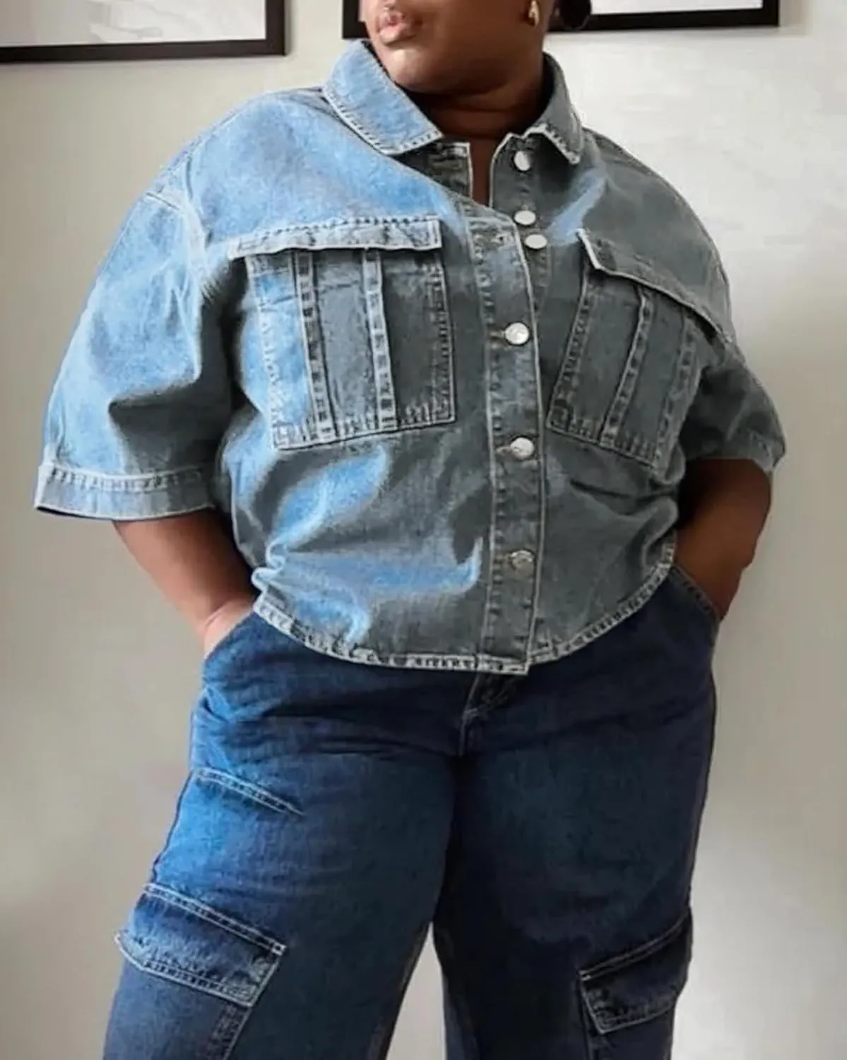 Kedera Womens Button Down Denim Shirts Casual Shirt Casual Collared Short Sleeve Western Pocket Classic Jean Shirt