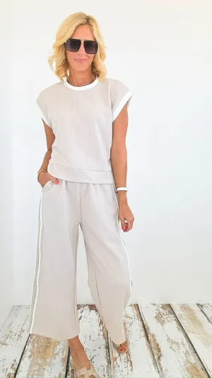 Knit Pattern Pants & Sleeveless Top Set