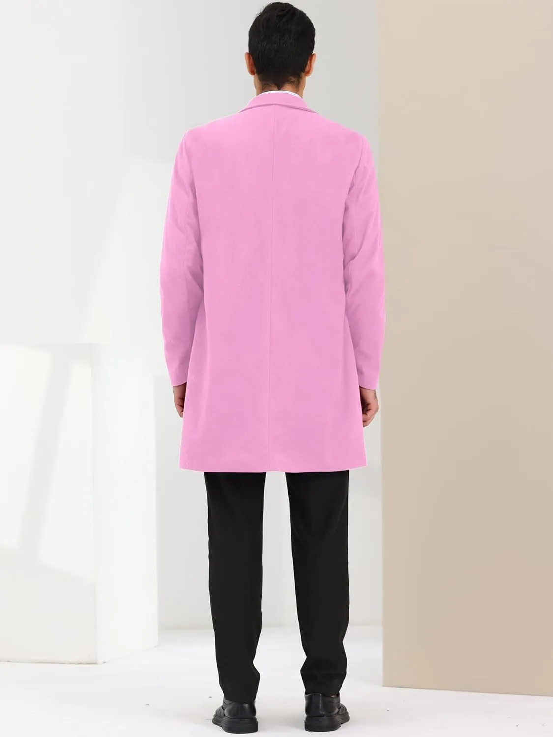 Lars Amadeus Men's Trench Coat Notch Lapel Single Breasted Classic Long Pea Coats Overcoat