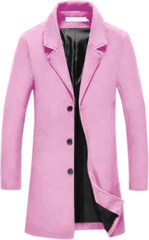Lars Amadeus Men's Trench Coat Notch Lapel Single Breasted Classic Long Pea Coats Overcoat