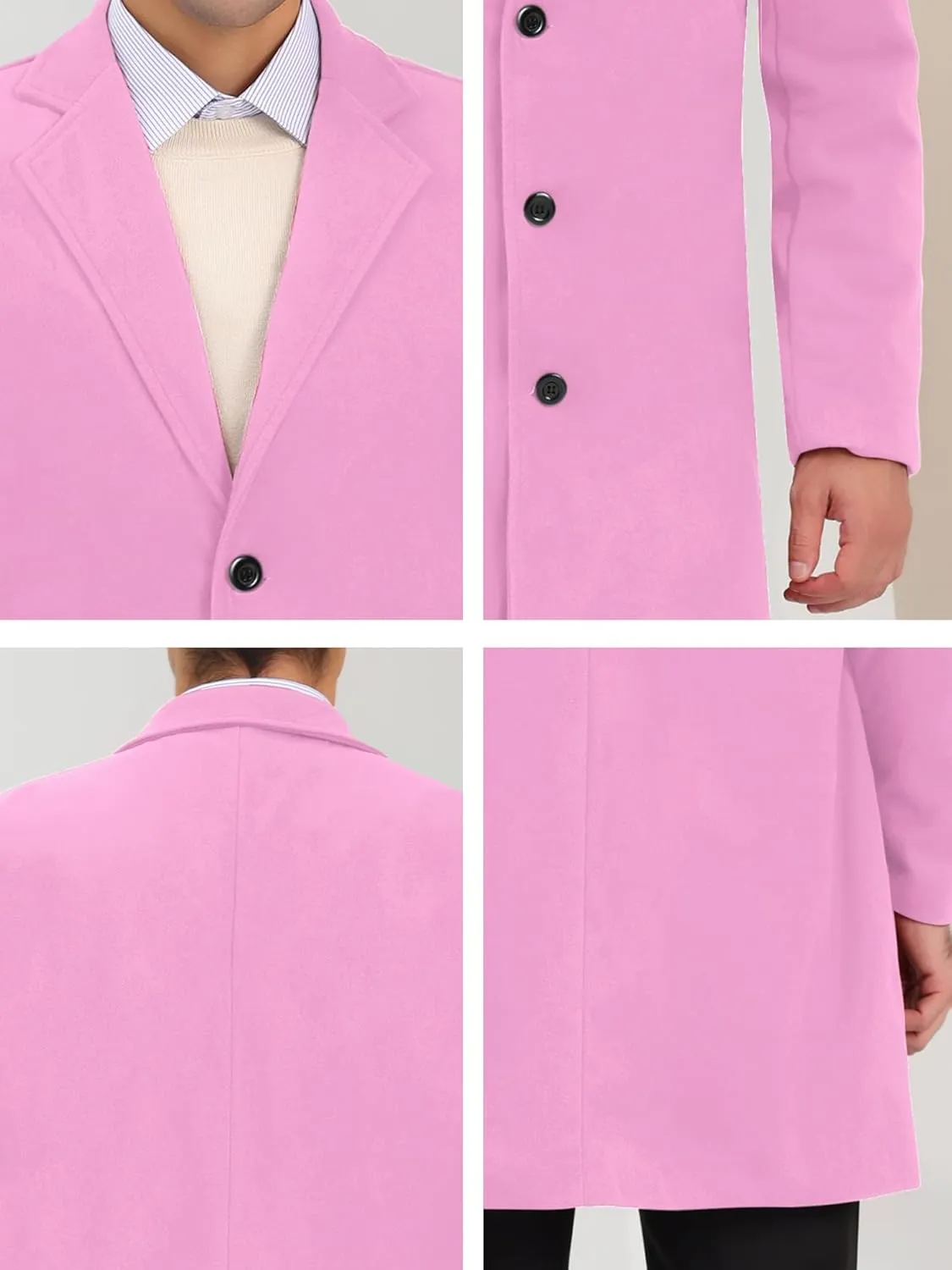 Lars Amadeus Men's Trench Coat Notch Lapel Single Breasted Classic Long Pea Coats Overcoat