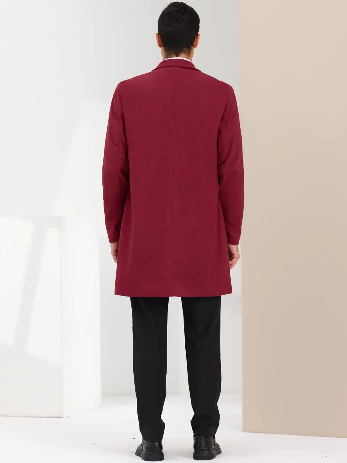 Lars Amadeus Men's Trench Coat Notch Lapel Single Breasted Classic Long Pea Coats Overcoat