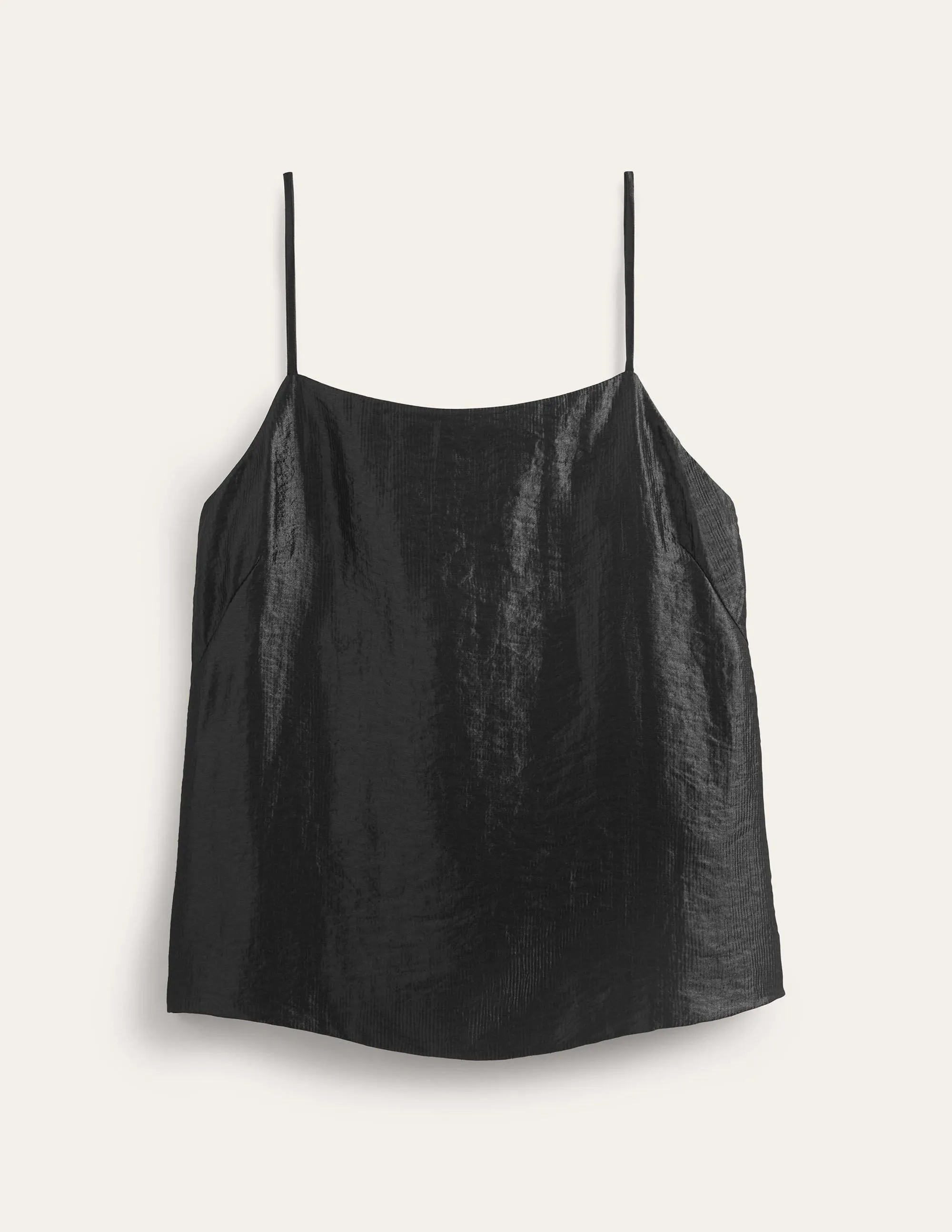 Longerline Satin Cami-Black