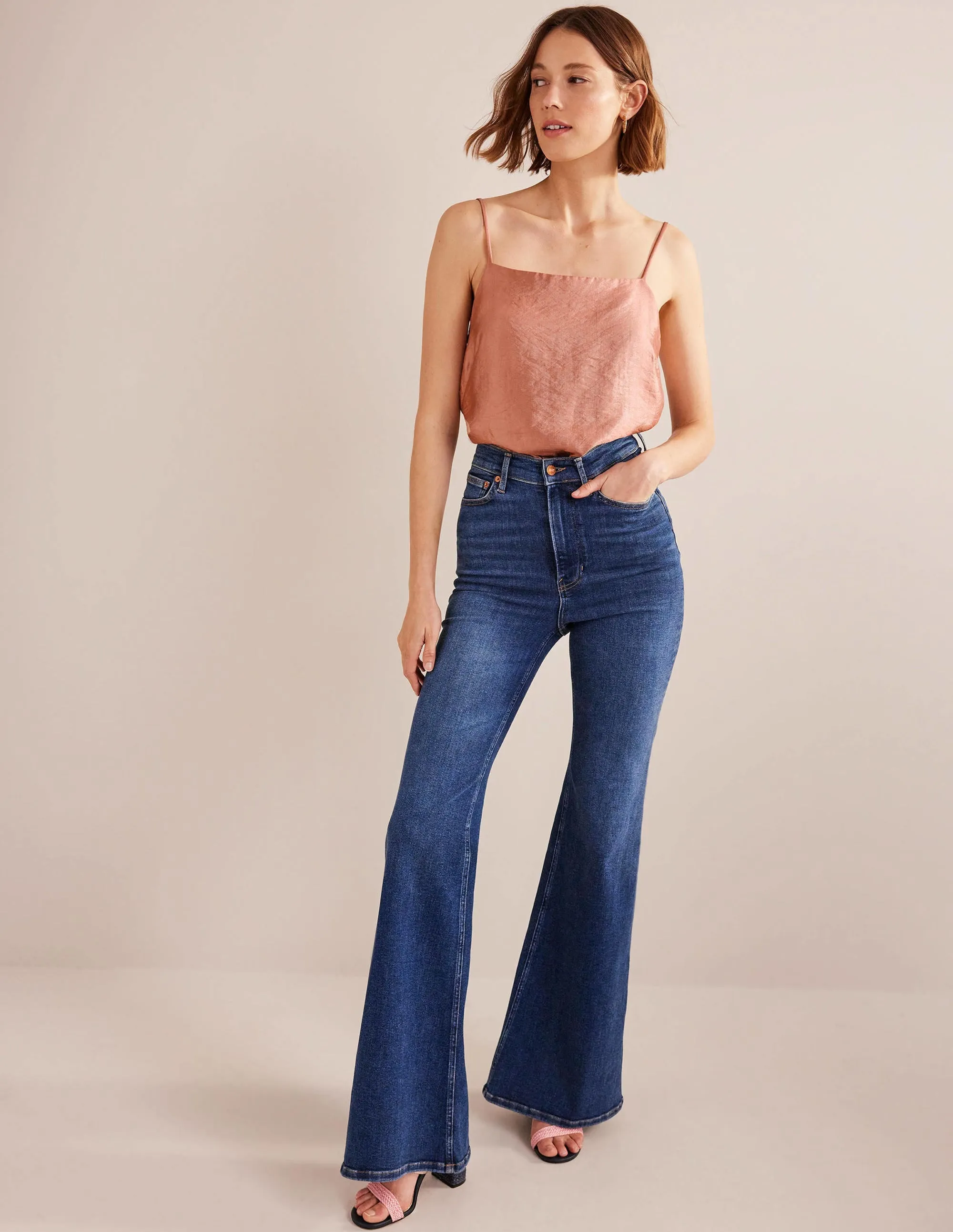 Longerline Satin Cami-Blush