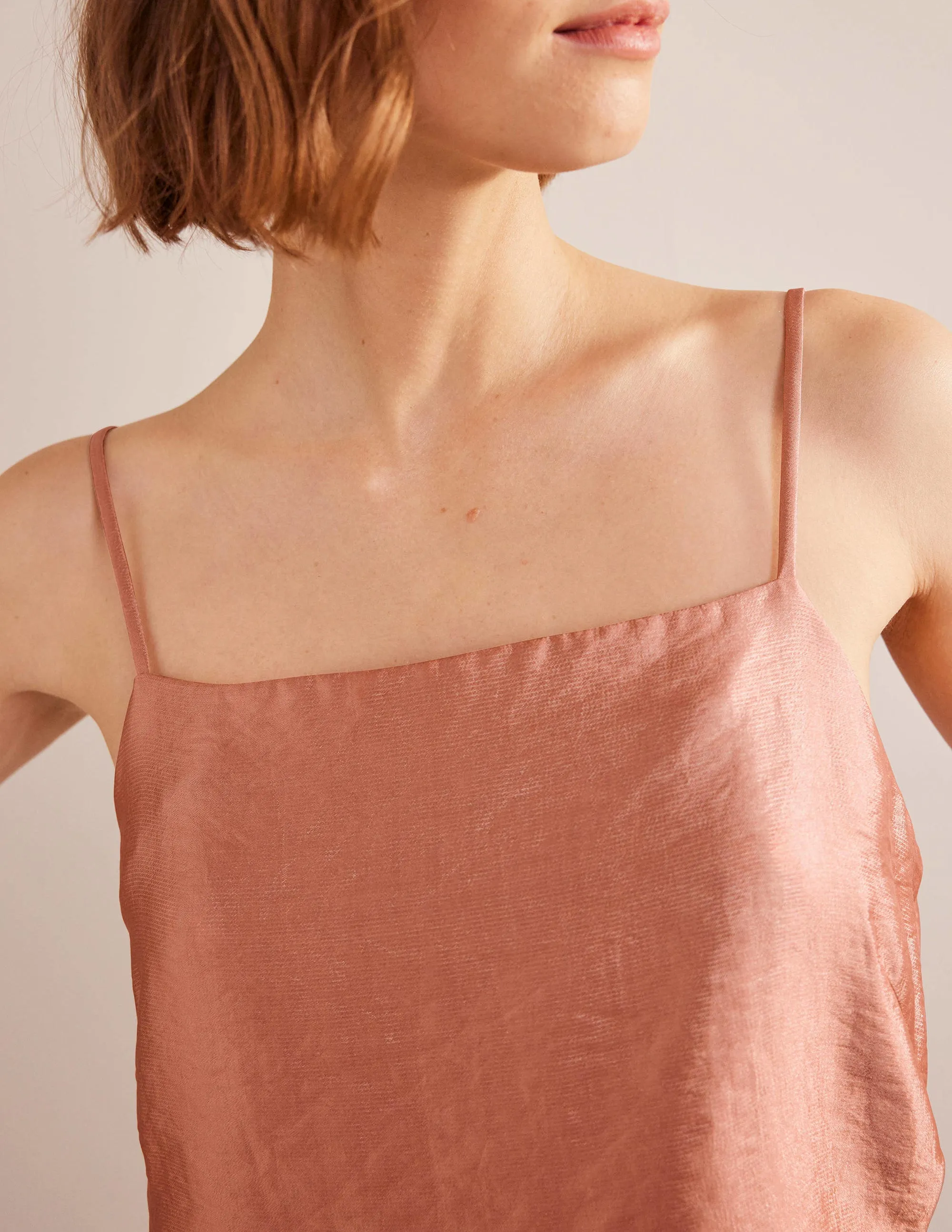 Longerline Satin Cami-Blush