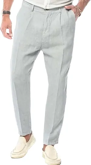 Men's Baggy Straight Leg Comfort Beach Pants Solid Lightweight Outdoor Trousers Classic Casual Summer Pants
