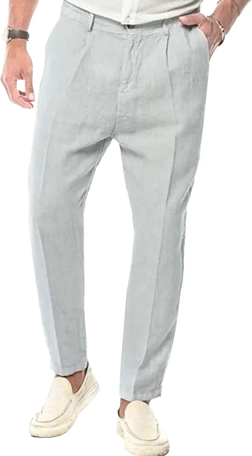 Men's Baggy Straight Leg Comfort Beach Pants Solid Lightweight Outdoor Trousers Classic Casual Summer Pants