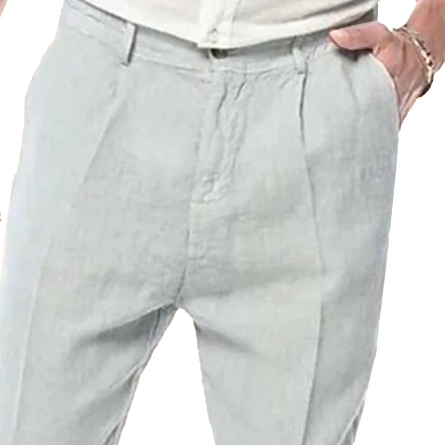 Men's Baggy Straight Leg Comfort Beach Pants Solid Lightweight Outdoor Trousers Classic Casual Summer Pants