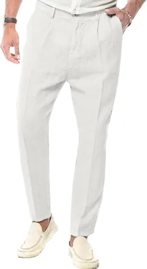 Men's Baggy Straight Leg Comfort Beach Pants Solid Lightweight Outdoor Trousers Classic Casual Summer Pants