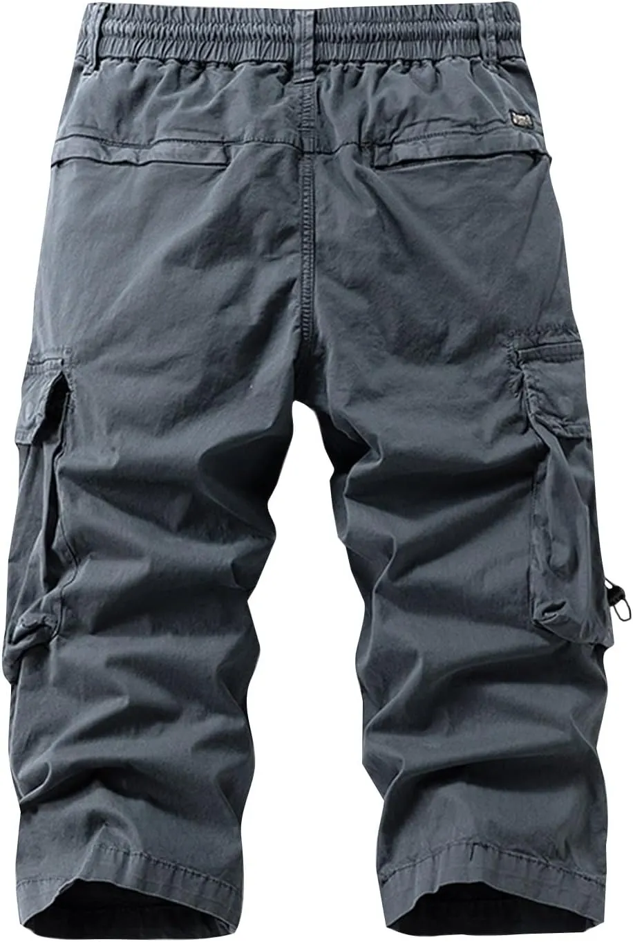 Men's Casual Functional Workwear Cropped Cargo Pants Loose Fit Straight Multi-Pocket Pants