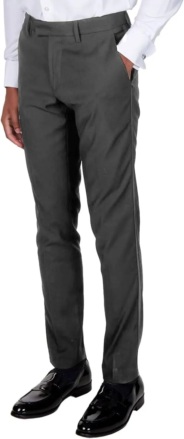 Mens Expandable Waist Classic Fit Flat Front Pant Lightweight Suit Pant