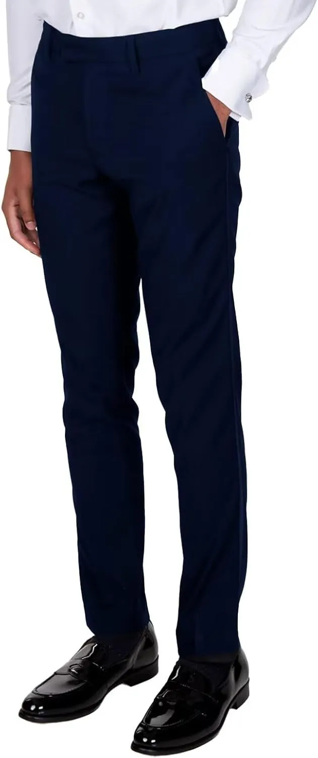 Mens Expandable Waist Classic Fit Flat Front Pant Lightweight Suit Pant