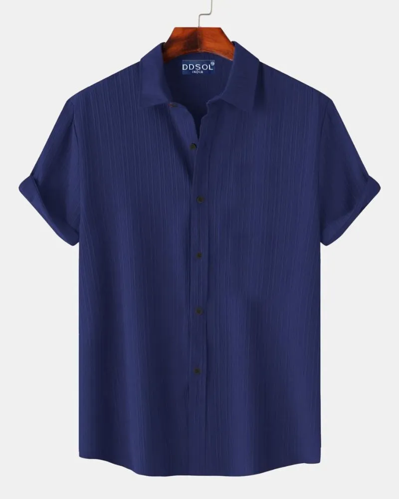 Men's Navy Ribbed Stripe Shirt-Duders