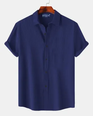 Men's Navy Ribbed Stripe Shirt-Duders