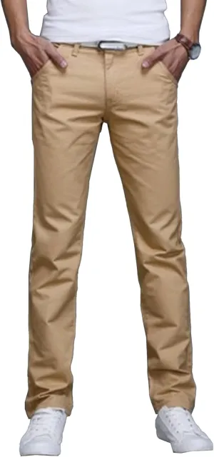 Men's Straight Leg Stretch Outdoor Pants Lightweight Slim Fit Hiking Trousers Business Classic Summer Pants