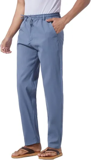Men's Stretch Loose Fit Yoga Pants Comfort Classic Summer Trousers Cotton Linen Straight Leg Hiking Pants