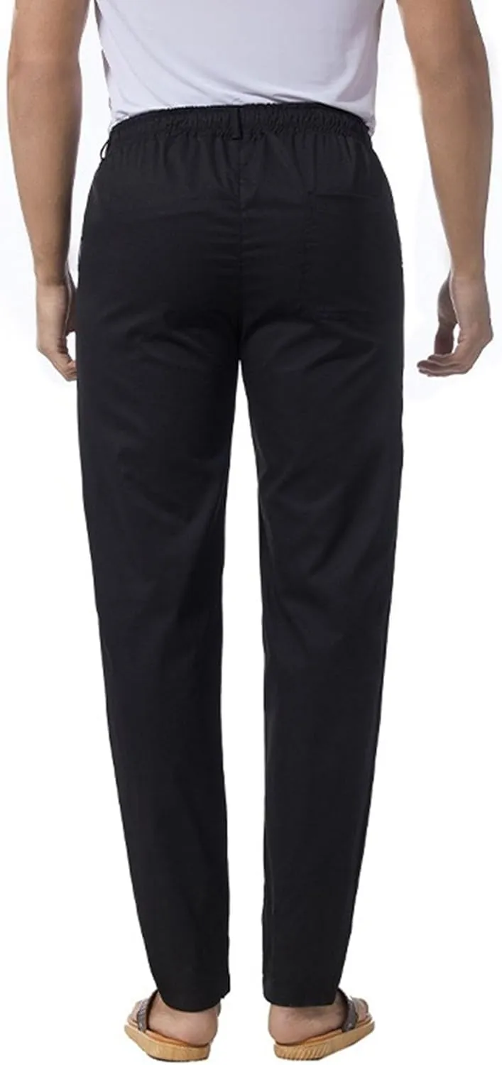 Men's Stretch Loose Fit Yoga Pants Comfort Classic Summer Trousers Cotton Linen Straight Leg Hiking Pants