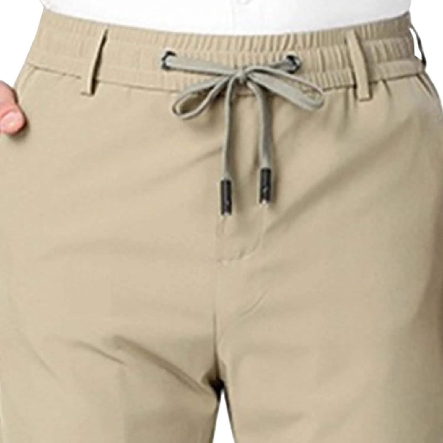 Men's Stretch Straight Leg Classic Pants Quick Dry Drawstring Summer Trousers Casual Solid Regular Fit Pants