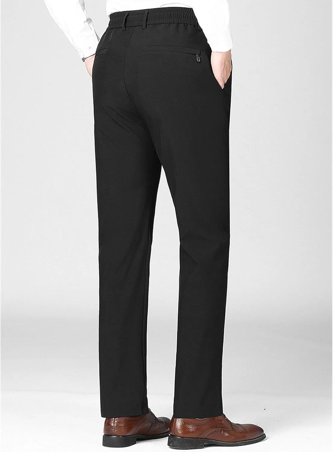 Men's Stretch Straight Leg Classic Pants Quick Dry Drawstring Summer Trousers Casual Solid Regular Fit Pants