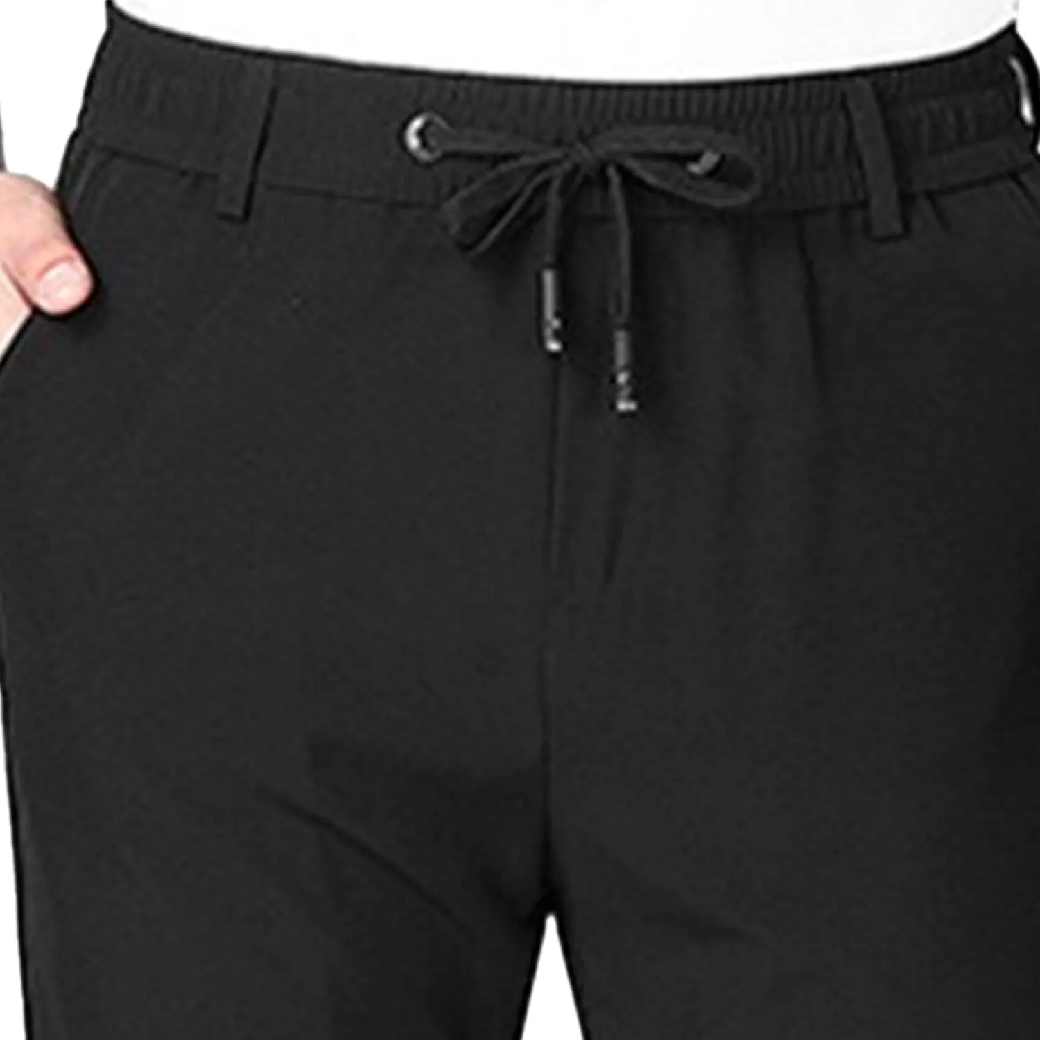 Men's Stretch Straight Leg Classic Pants Quick Dry Drawstring Summer Trousers Casual Solid Regular Fit Pants
